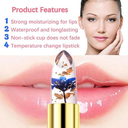 Lipstick for Women,Flower Jelly Lipstick Set,Temperature Change Moisturizer Change