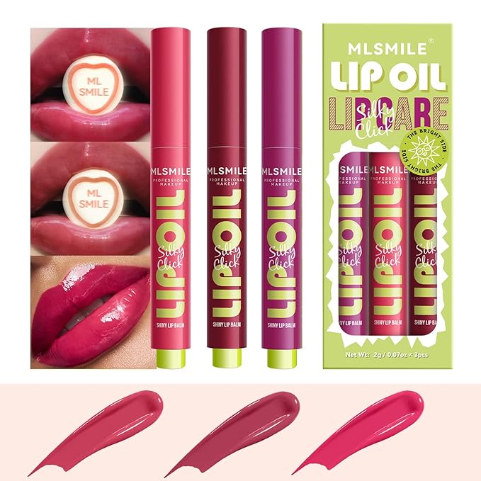 3 PCS Click Lip Gloss Pen For Women Plumping Lip Stain Color Changing Waterproof Long Lasting Jelly Tinted Lip Balm Hydrating Lip Oil For Dry Lips