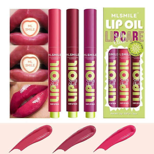 3 PCS Click Lip Gloss Pen For Women Plumping Lip Stain Color Changing Waterproof Long Lasting Jelly Tinted Lip Balm Hydrating Lip Oil For Dry Lips