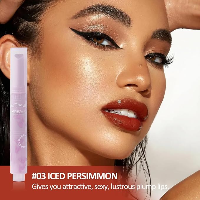 Jelly Lipstick, Tinted Lip Gloss Heart Shape Lip Glaze, Moisturizing and Hydrating Glossy Lip Gloss Lip Balm, High-shine Finish Lip Makeup Lip Pen for Nourished, Fuller-looking Lips (#03)