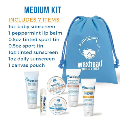 Waxhead Sampler Kit - Coral Reef Safe Sunscreen for Kids Sunscreen Travel Size Sunscreen TSA Approved Biodegradable Sunscreen, Environmental Friendly Sunscreen, Mineral Sunscreen Zinc Oxide