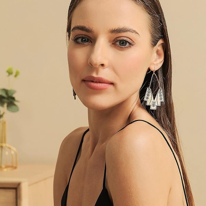 Zealmer Gold Geometric Earrings Statement Vintage