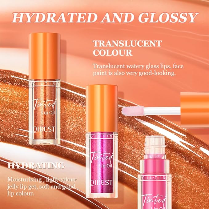 4Pcs Hydrating Lip Glow Oil,Moisturizing Lip Oil Big Hydrating