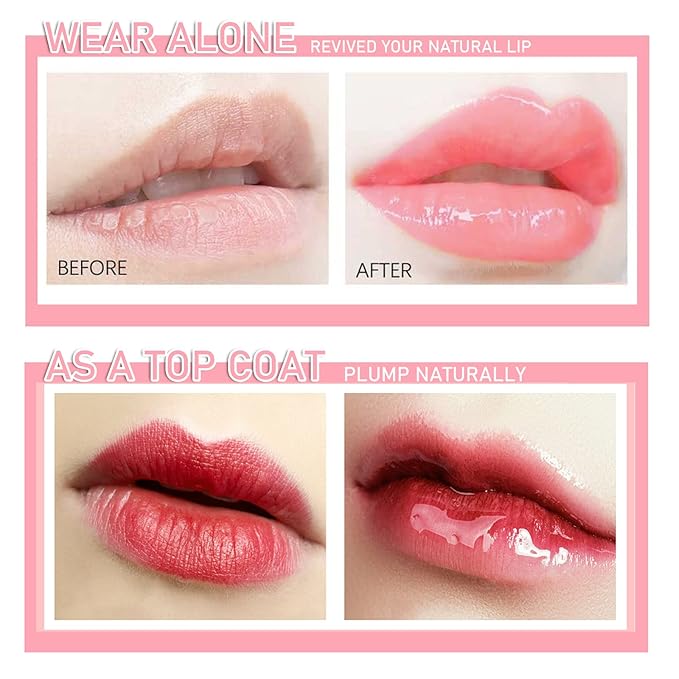 2 PCS Plumping Lip Glow Oil (RASPERRY), Clear Tinted Lip Gloss Set, Moisturize Nourish and Enhance Your Lips with a Natural Long-Lasting Shine - Perfect for Any Occasion