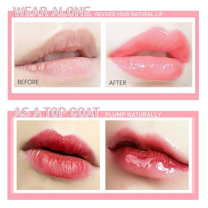 2 PCS Plumping Lip Glow Oil (ROSEWOOD), Clear Tinted Lip Gloss Set, Moisturize Nourish and Enhance Your Lips Oil with a Natural Long-Lasting Shine - Perfect for Any Occasion