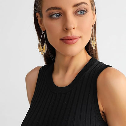 Zealmer Gold Geometric Earrings Statement Vintage