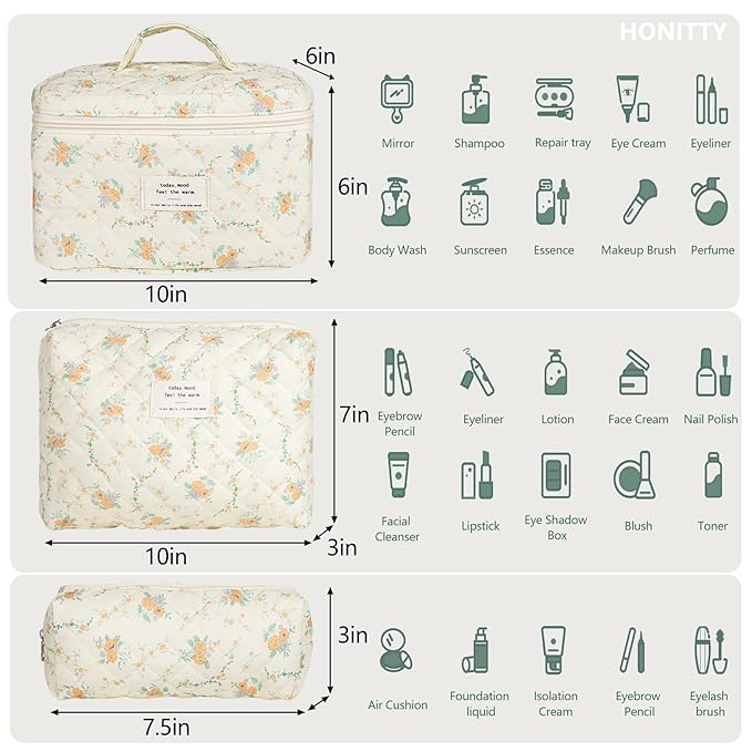 Makeup bag, quilted makeup bag,large