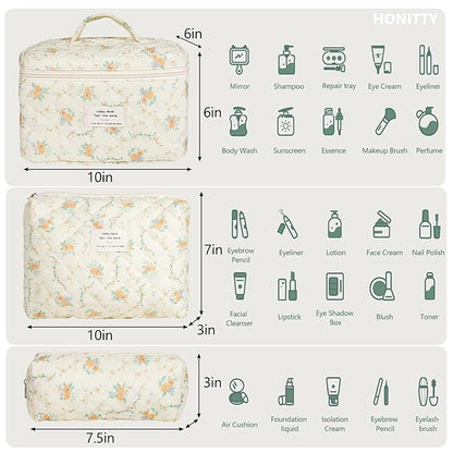 Makeup bag, quilted makeup bag,large