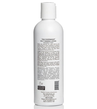 Sun Laboratories By Giesee Tan Overnight Self Tanning Lotion 8 oz 2 Pack, Self Tanning Lotion, Self Tanner, Tanning Lotion, Odorless, Non-Toxic, Medium, Light & Fair Skin, Face & Body