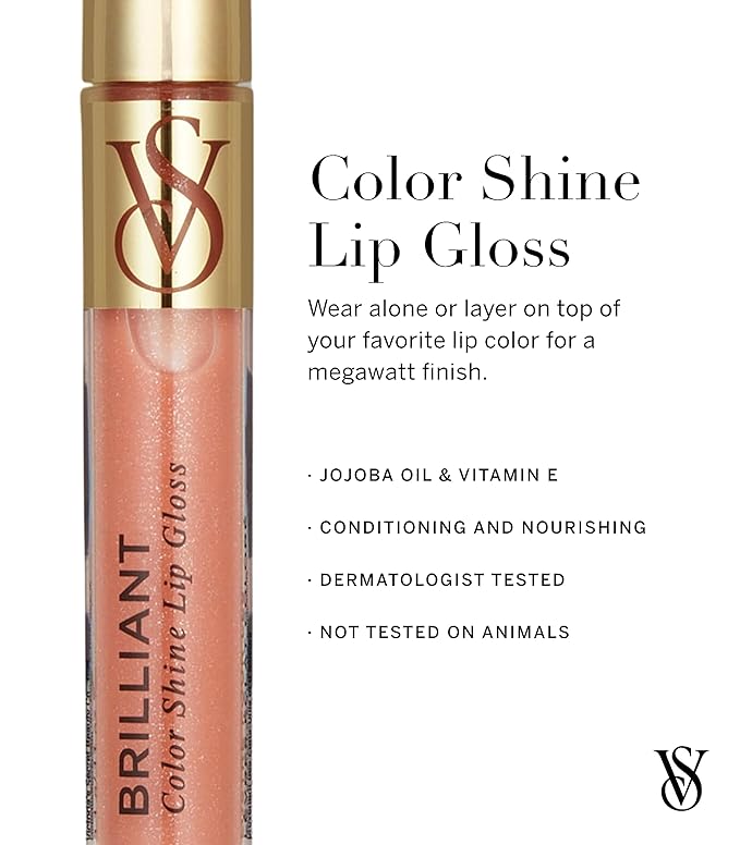 Victoria's Secret Color Shine Lip Gloss in Brilliant, Nourishing Lip Gloss for Women with Jojoba Oil & Vitamin E, Color Gloss