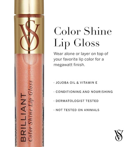 Victoria's Secret Color Shine Lip Gloss in Brilliant, Nourishing Lip Gloss for Women with Jojoba Oil & Vitamin E, Color Gloss