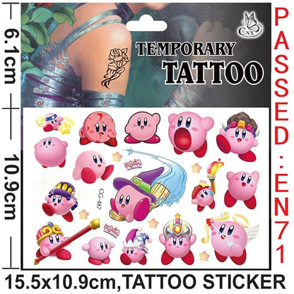 45pcs Temporary Kirby Tattoos for Girls and Kids, Reward Gifts.