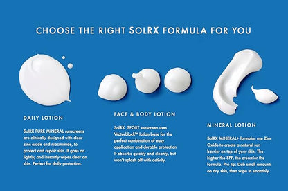 SolRX KID's SPORT Sunscreen SPF 50+ Oxybenzone Free Sunscreen, Reef Safe Sunscreen for Face and Body, Won't Run Into Eyes