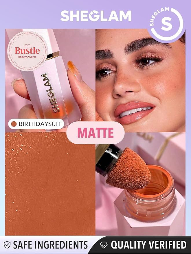 SHEGLAM Liquid Blush Makeup for Cheeks Matte Finish Birthday Suit
