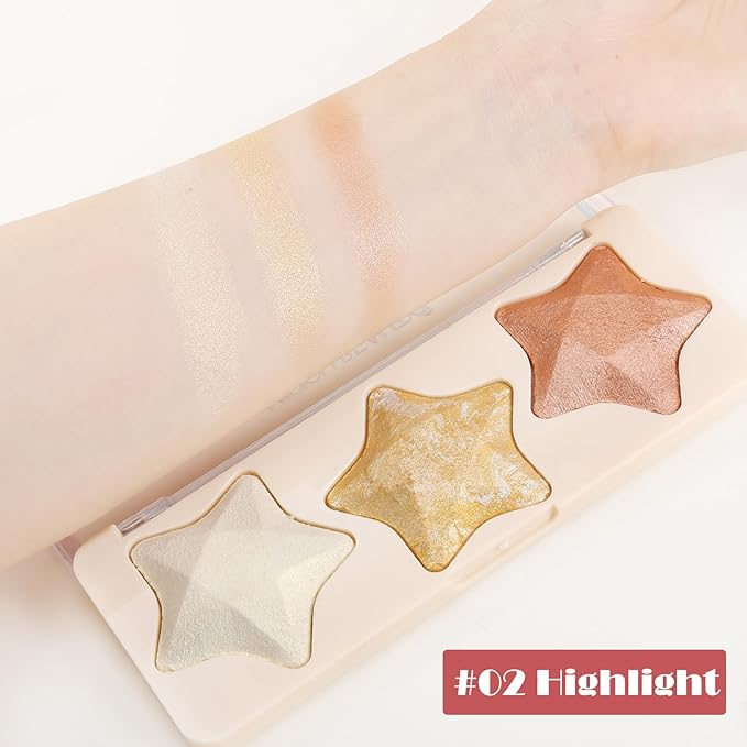 Boobeen 3 Colors Baked Shimmer Highlight & Blush