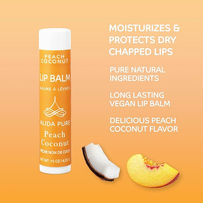 Peach Coconut Lip Balm Collection, Vegan Lips,