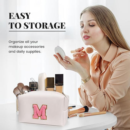 Preppy makeup bag, cute initial