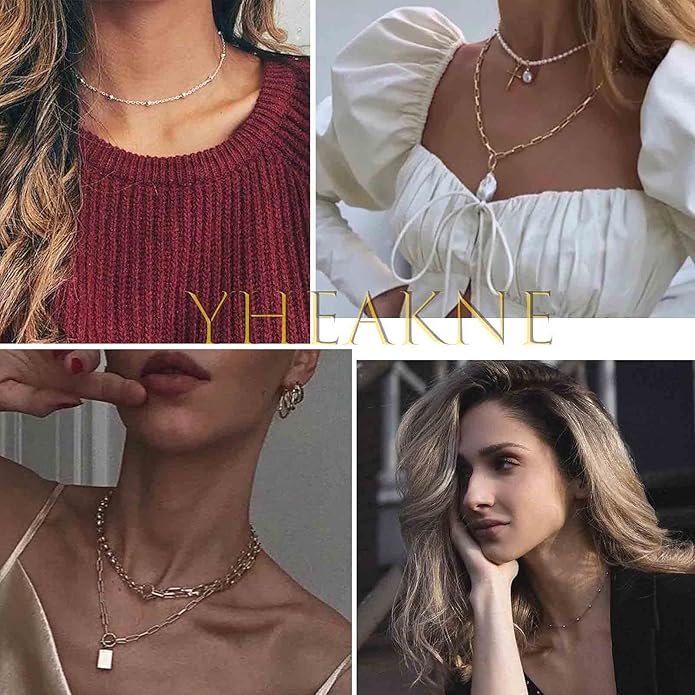 Boho Thin Beaded Choker Necklace Gold