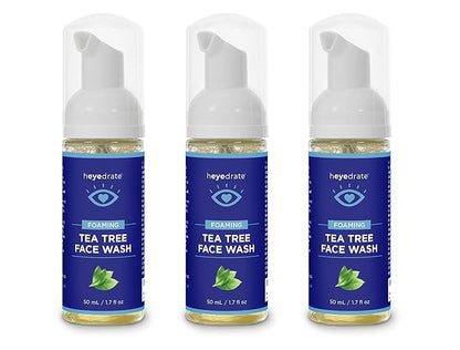 Foaming Tea Tree Face Wash and Eyelid Cleanser for Women - Made With Organic Ingredients & Aloe Vera (3 Pack (1.7 Ounces))