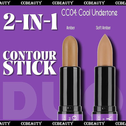 CCbeauty 2pcs 2-IN-1 Matte Contour Concealer Stick Cool