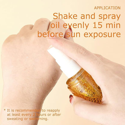 KYDA Oil Sunscreen Spray, Glow Oil Sunscreen Mist SPF 50, Lightweight Hydration Body Sunscreen Oil, Refreshing Sunscreen Spray, Broad Spectrum UVA/UVB Protection