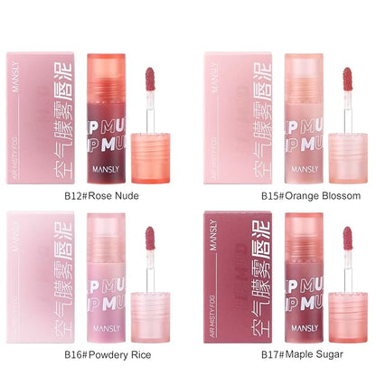 Matte Ink Lip Tint Stain, Lip Mud, Lasting Non-Stick Cup Matt Lip Gloss, Korean Liquid Lipcolor Makeup, Cheeky, Rose Nude Lipstick for Women (B16# Powdery Rice)