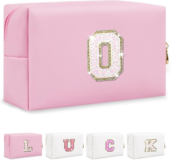 Personalized initial letter makeup bag,