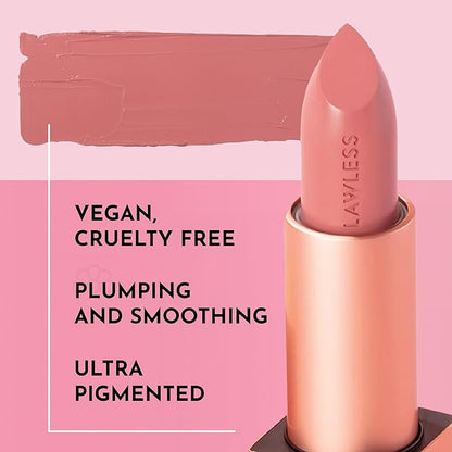 Lawless Forget the Filler Lip-Plumping Line-Smoothing Satin Cream Lipstick - Little Lady Daisy - Natural Ingredients Smooth and Hydrate Lips for a Plumper, Fuller Look - 3.7g