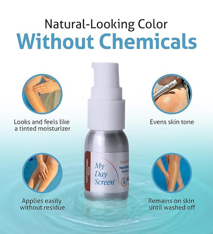 Tinted Body Screen Mini - Body Bronzer, Medium Bronze, SPF 30, Blue Light Defense, Plant-Based, Mineral Sunscreen, Travel Size. 0.5 oz.