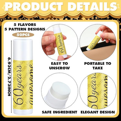 50 Sets 60th Birthday Favors Lip