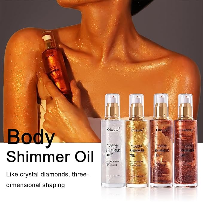 Shimmer Body Oil,Face and Body Liquid Luminizer,Waterproof Moisturizing
