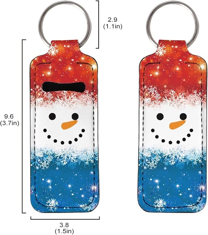 Christmas Snowman Design Lipstick Holder Keychain Ring