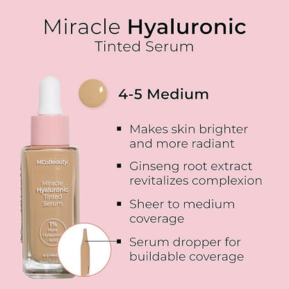 MCoBeauty Miracle Hyaluronic Tinted Serum, 4-5 Medium, Hydration Free Cosmetics