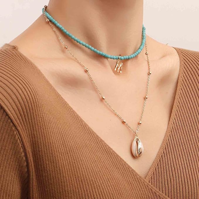Bohemia Turquoise Beaded Choker Necklace Layered