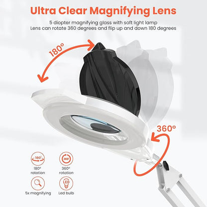 TASALON Professional Facial Steamer with 5X Magnifying Lamp, 2-in-1 Esthetician Steamer on Wheels with Ozone and Hot Mist, Ionic Facial Steamer for Facial Deep Cleaning and Moisturize