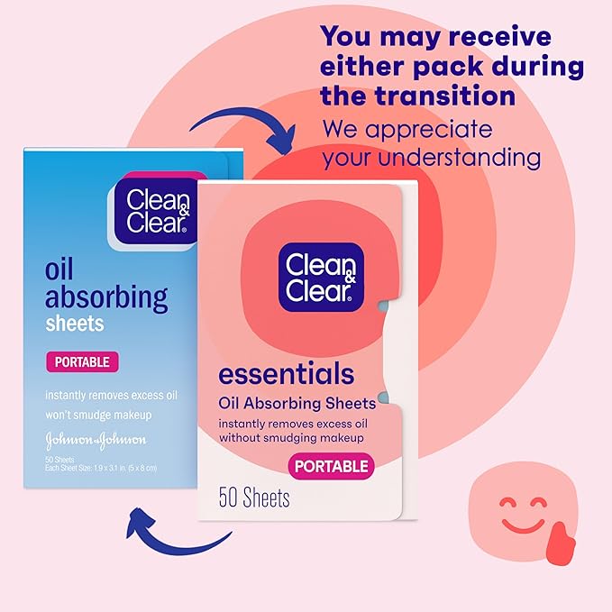 Clean & Clear Oil Absorbing Facial Sheets, Portable