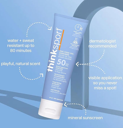 Thinksport SPF 50 Plus Sunscreen, 3 Ounce-pack of 2