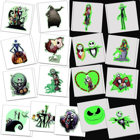 34 Pcs Nightmare Glow Temporary Tattoo Stickers,2 Inch Kids Gift