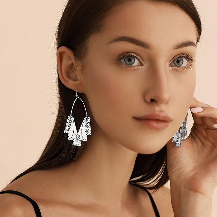 Zealmer Gold Geometric Earrings Statement Vintage