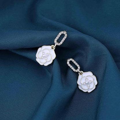Vintage Black Crystal Flower Drop Earrings