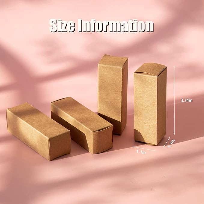 Framendino, 50 Pack Kraft Paper Lipstick Boxes Lip Gloss Boxes Rectangle Lipstick Bottle Boxes Reusable Lip Balm Packaging Cases Essential Oil Wrapping Box for DIY Lip Gloss Gift Packaging