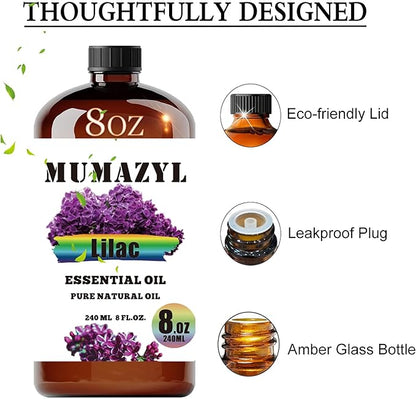 Lilac Essential Oil, Lilac Oil 8 Fl Oz 240ML for Diffuser Humidifier Yoga Cleaning DIY Candle Soap Making Essential Oils