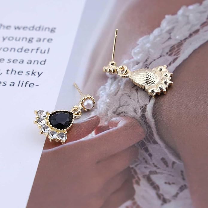 Vintage Black Crystal Teardrop Earrings Crystal