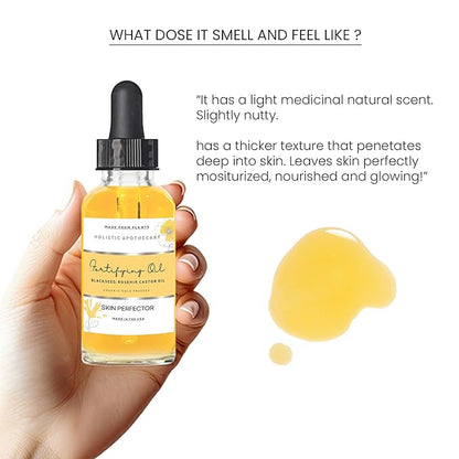Black Seed, Rosehip & Castor Oil Organic Cold Pressed Fortifying Anti Aging Miracle Facial Moisturizer Face Serum Glow Oil Hydrates Dry Wrinkled Skin Premium Natural Skincare Glass Bottle