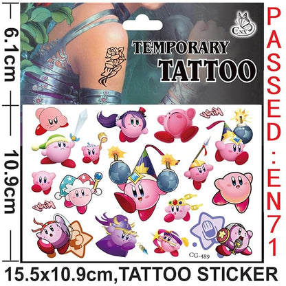 45pcs Temporary Kirby Tattoos for Girls and Kids, Reward Gifts.