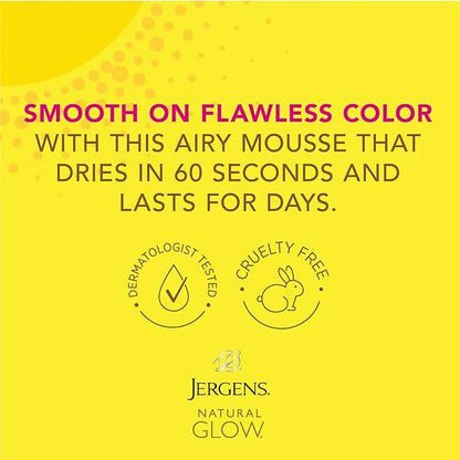 Jergens Natural Mousse, Light Bronze Tan for Fair Skin, Odor Free, 6 Fl Oz