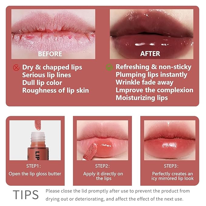 MAEPEOR Butter Lip Gloss 13 Colors Moisturizing Non-Sticky Gloss