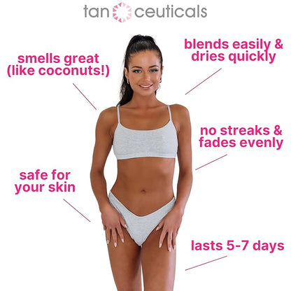 Tanceuticals CC Self Tanning Body Lotion - Ultra Dark Self Tanner, Color Correcting Natural Looking Sunless Tan – Quick Fake Tan, Bronze Glow - Fresh Coconut Scent and Healthy Ingredients