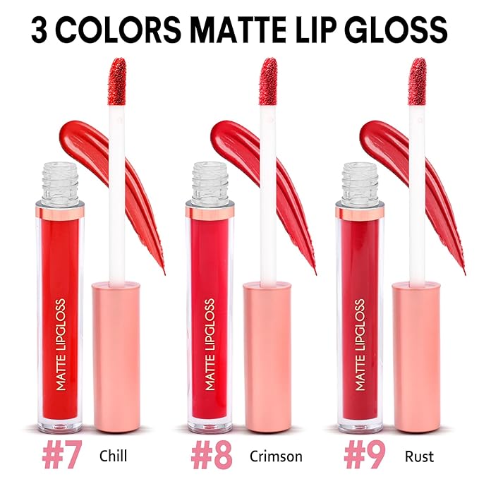 Matte Lip Gloss for Women,3 PCS Matte Liquid Gloss