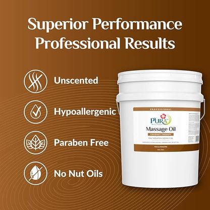 Coconut Therapy 5 Gallon Massage Oil, Coconut Oil, Professional Deep Tissue, Natural Ingredients, Moisturizing, Unscented for Physical Recovery, Skin Hydration, Long-Lasting